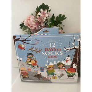 HYP Kids Christmas 12 Days Of Socks‎ Sealed In Plastic NIB Shoe Sz 4-10 Assorted